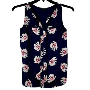 Express Floral V-neck Sleeveless Blouse Small